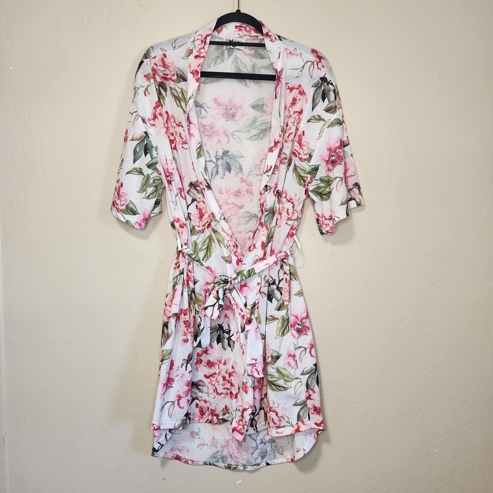 Show Me Your Mumu Floral Garden Of‎ Blooms Kimono Robe Duster Pink Green Sz OS